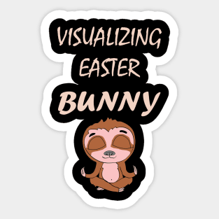 Funny Cute Meditating Visualizing Smiling Easter Sloth in power saving mode Sticker